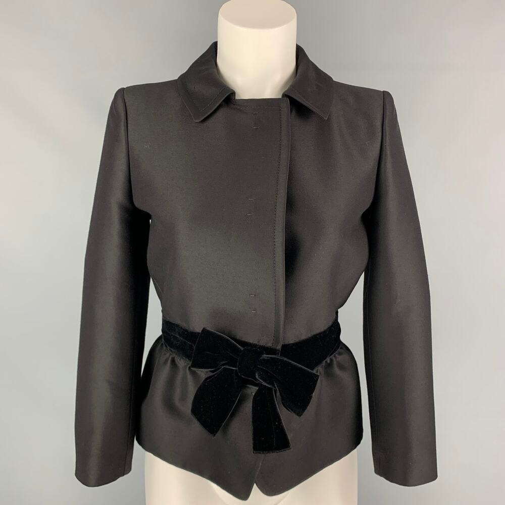 GIAMBATTISTA VALLI Size 6 Black Wool / Silk Bow Jacket